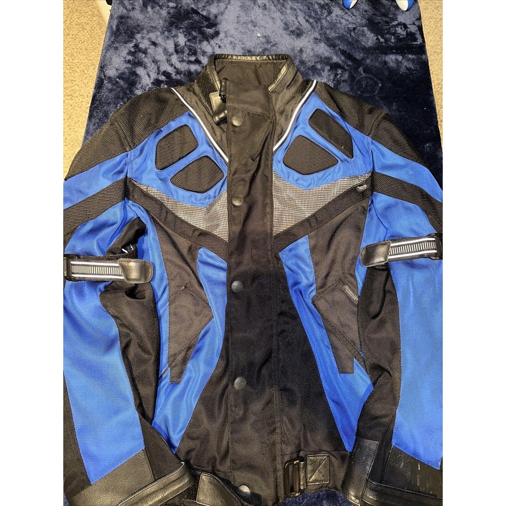 Men's Triumph Triple Connection Blu & Black Lined Padded Motorcycle Jacket Sz. M